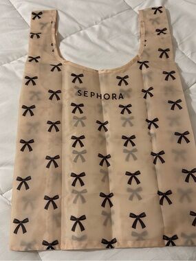 Sephora Nude bag with Black Bow Print
